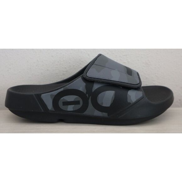 Oofos 1553 Unisex Men's Sz 11 Women's 13 Black Camo Ooahh Sport Flex Slides - Picture 5 of 10